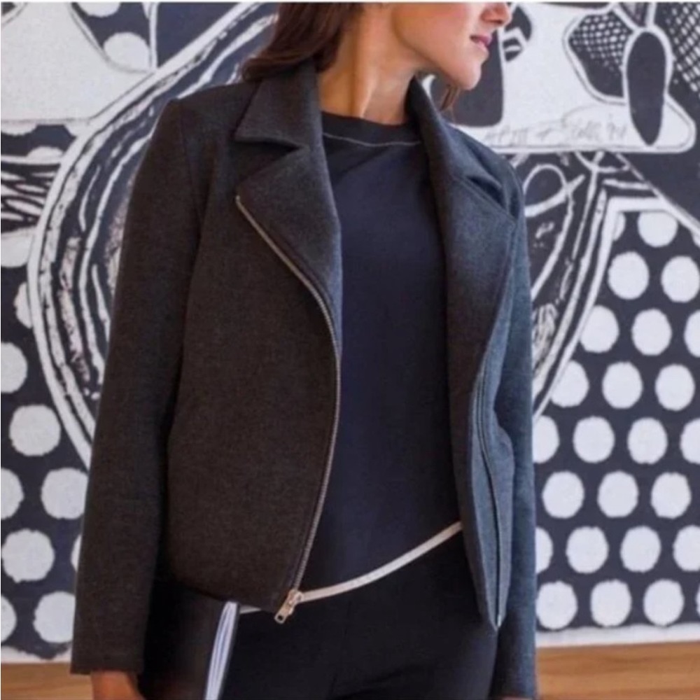 Betabrand SoMaMoto Gray Moto Zip Jacket L